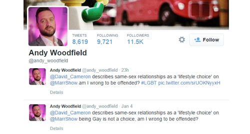 Andy Woodfield's twitter feed