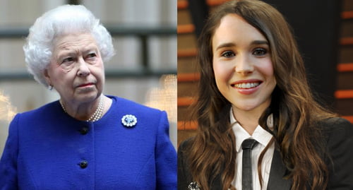 Lesbian Celebrity activist Ellen Page and Queen Elizabeth II