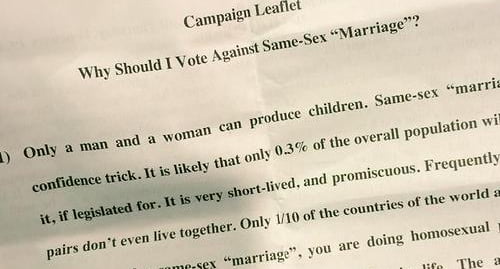 Dublin anti-gay leaflet claims being gay gives you cancer