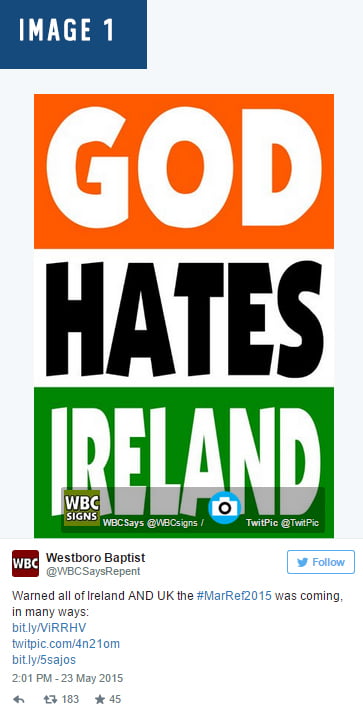 11WESTBORO baptist church criticise referendum decision ireland wesboro