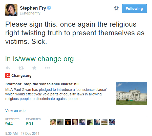stephen fry conscious clause tweet