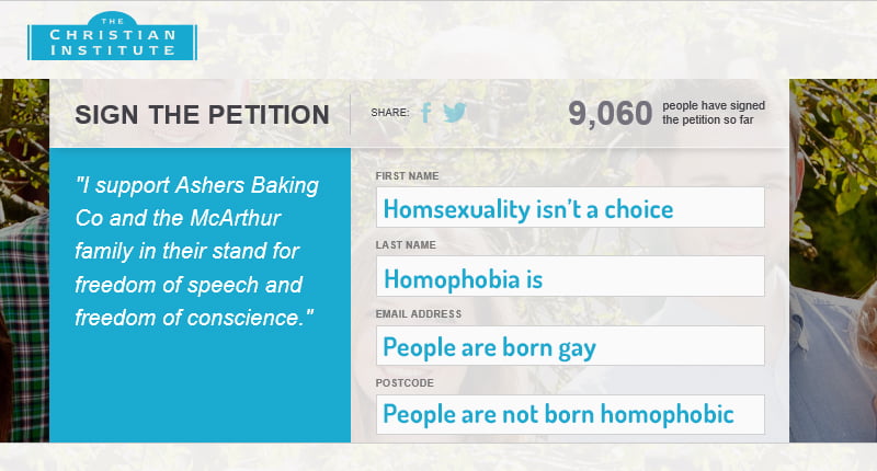 Only 9,000 people sign a petition supporting today's Ashers Bakery Appeal